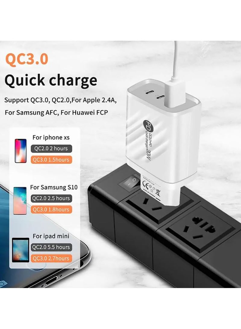 20w Fast Charge Charger,USB C Dual Port Fast Charger Adapter For iPhone15/Pro/Pro Max/Plus 14 Pro/Pro Max/Plus Samsung Galaxy S24/S23/S22 Ultra Mobile Phones Chargers QC3.0 UK Plug - Image 5