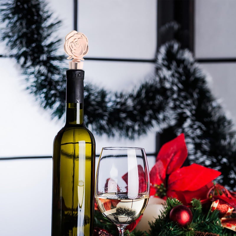 Reusable Rose Design Wine Bottle Stopper Kitchen Gadget for Weddings Bridal Showers - Image 4