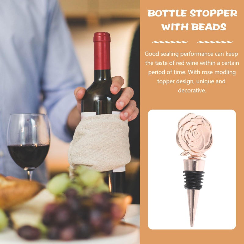 Reusable Rose Design Wine Bottle Stopper Kitchen Gadget for Weddings Bridal Showers - Image 5