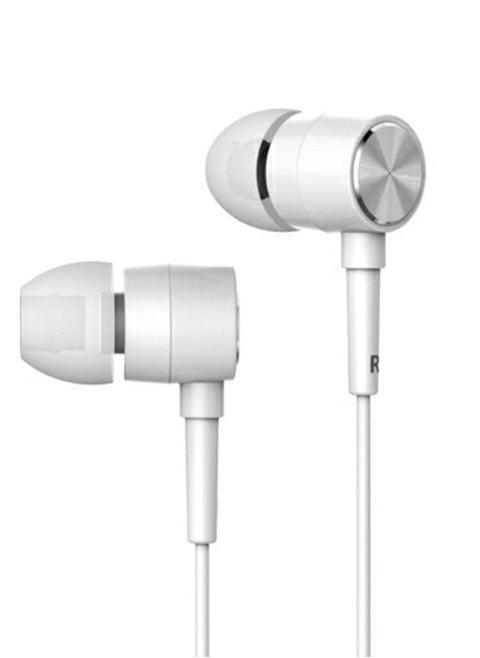 Wired earphone SKY-50 , with a 3.5mm jack and ergonomic design for long-lasting comfort, delivering clear, rich sound with deep bass while effectively blocking out ambient noise for an immersive listening experience - White