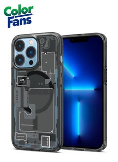Color Fans Ultra Hybrid MagFit Designed iPhone 13 Pro Case Anti-Yellowing Military-Grade Protection Compatible with MagSafe - Black One  - Image 1