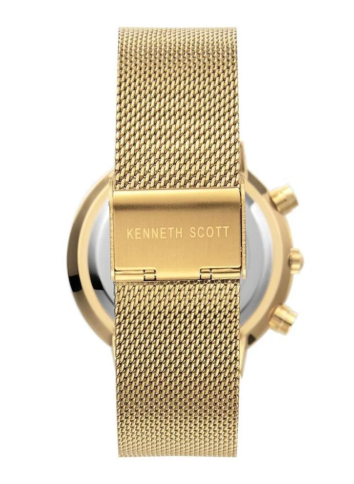 KENNETH SCOTT Kenneth Scott K22133-GMGC Men's Multi Function Display Watch & Mesh Strap Gold
