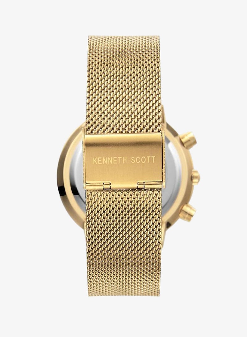 Kenneth Scott K22133-GMGC Men's Multi Function Display Watch & Mesh Strap Gold - Image 3