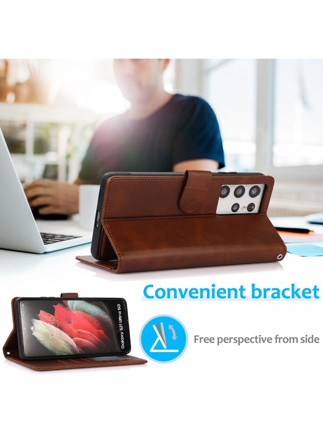 S-TOP Case For Samsung Galaxy S21 Ultra 5G Calf Texture 2 in 1 Detachable Magnetic Back Cover Horizontal Flip Leather Case with Holder & Card Slots & Wallet & Photo Frame - Image 5