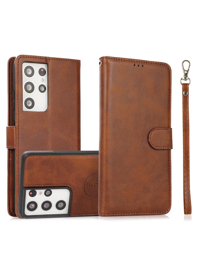 S-TOP Case For Samsung Galaxy S21 Ultra 5G Calf Texture 2 in 1 Detachable Magnetic Back Cover Horizontal Flip Leather Case with Holder & Card Slots & Wallet & Photo Frame - Image 1