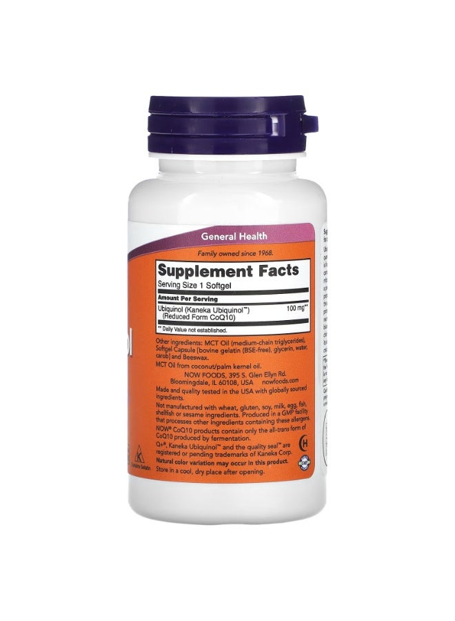 now Ubiquinol, 100 mg, 60 Softgels - Image 2