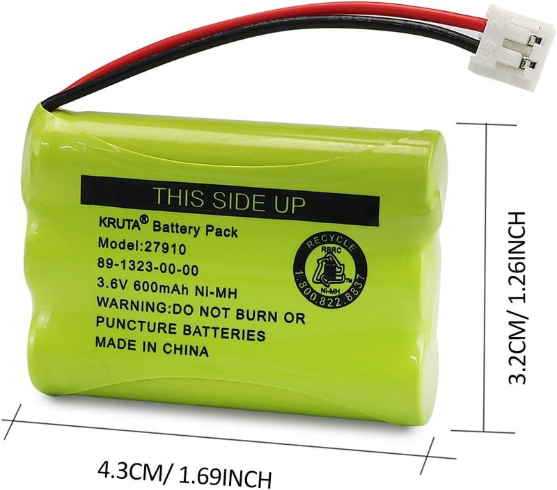 Kruta 27910 Cordless Telephone Battery Compatible with AT&T 89-1323-00-0 Motorola SD-7501 RadioShack 23-959 23-894 Ni-MH 3.6V, (Pack 4) - Image 3
