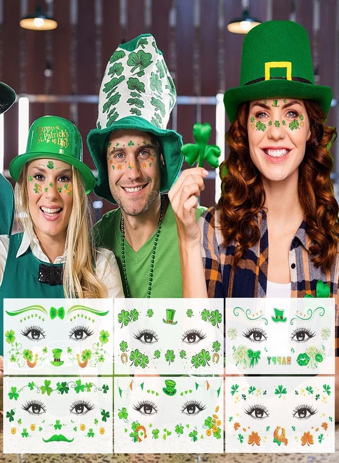 Zomme 21 Sheets Glitter St Patrick's Day Face Temporary Tattoos, 100+ Glitter Lucky Clover Shamrock Temporary Tattoos, Waterproof Safety Irish Party St. Patricks Day Accessories - Image 3