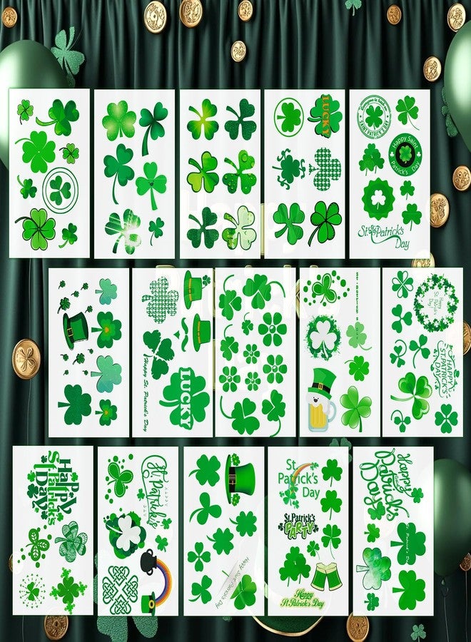 Zomme 21 Sheets Glitter St Patrick's Day Face Temporary Tattoos, 100+ Glitter Lucky Clover Shamrock Temporary Tattoos, Waterproof Safety Irish Party St. Patricks Day Accessories - Image 5