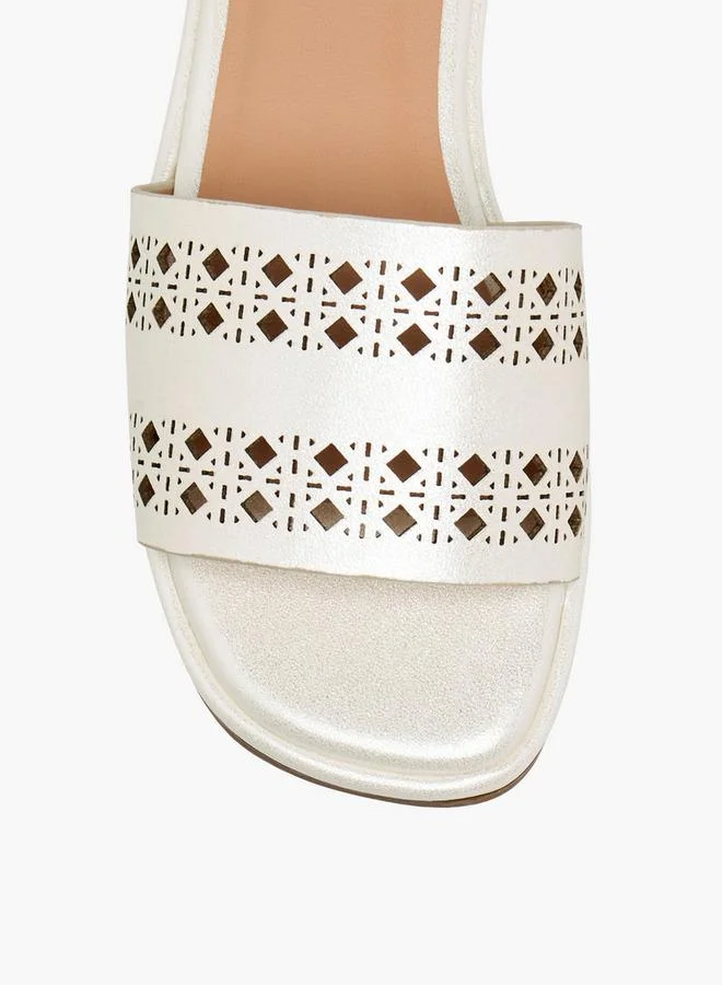 Little Missy WHITE Girls Perforated Slide Sandals for Women | Best Price UAE
