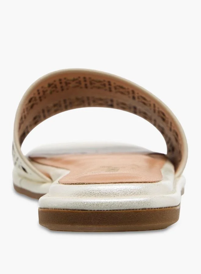 Little Missy WHITE Girls Perforated Slide Sandals for Women | Best Price UAE