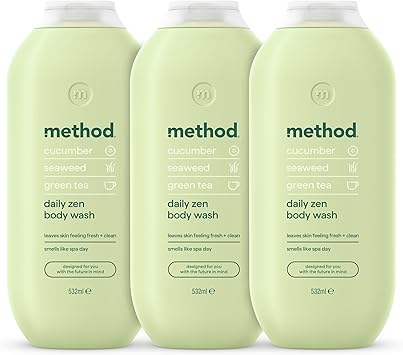 Method Body Wash Daily Zen Shower Gel Vibrant Cucumber Seaweed and Green Tea Scent Pack of 3 3 X 532ml - Image 1