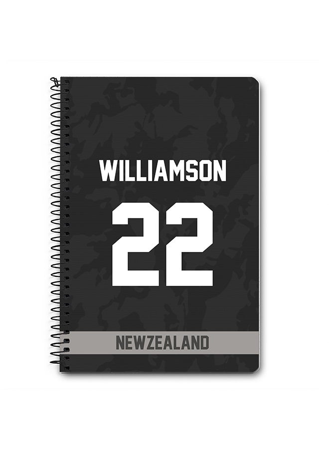 Stylizedd Designer A5 Spiral Notebook Memo Notepad Journal Player - Kane Williamson, Jersey Number -22 - Image 1