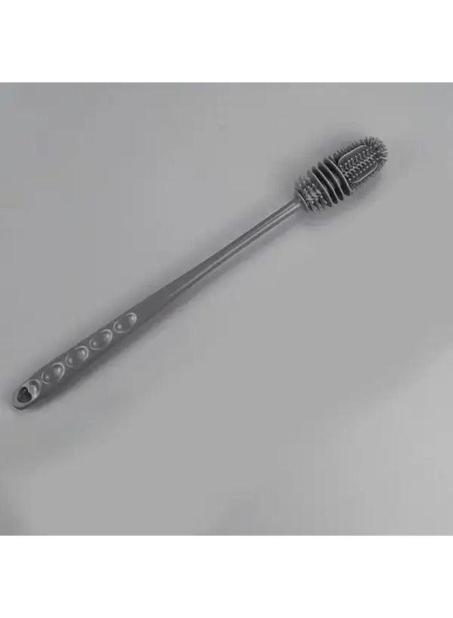 Gray Long Handle Silicone Bottle Brush Flexible Bristles Deep Clean Cups Coffee Maker - Image 1