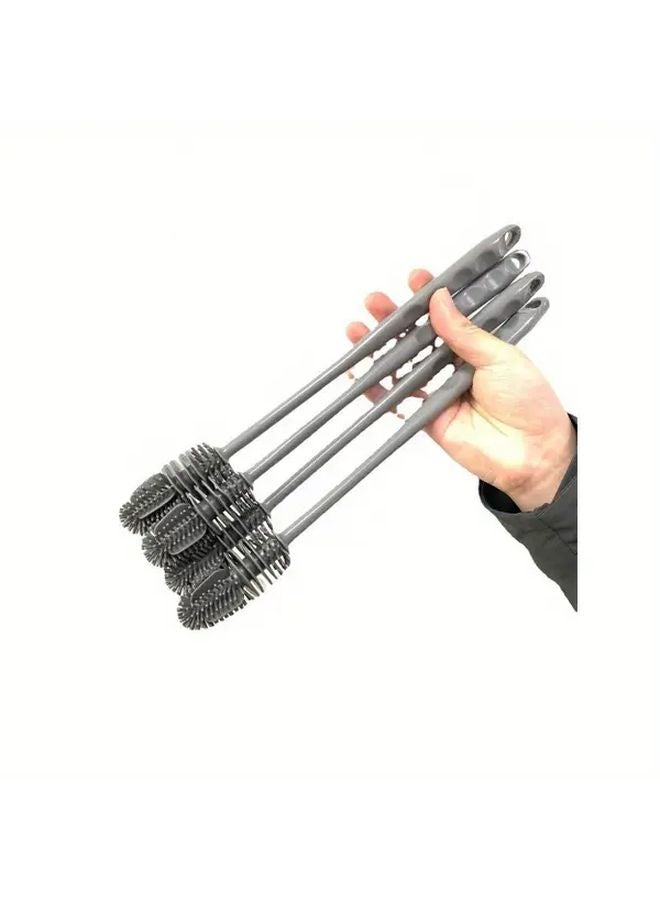Gray Long Handle Silicone Bottle Brush Flexible Bristles Deep Clean Cups Coffee Maker - Image 3