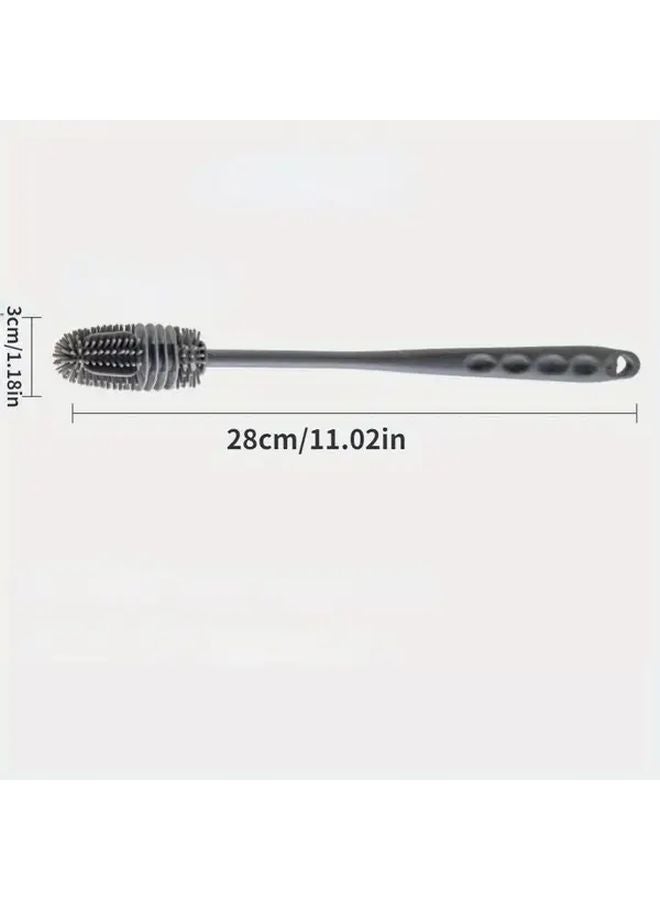 Gray Long Handle Silicone Bottle Brush Flexible Bristles Deep Clean Cups Coffee Maker - Image 5