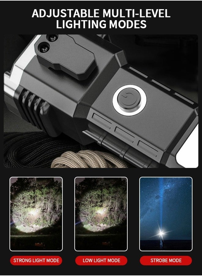 GROIC Waterproof Tactical Flashlight, Car Safety Hammer Window Breaker Seat Belt Cutter with Cob Side Light, Power Bank, USB Charging, Magnetic, Strobe Modes All in One Flashlight  - Image 4