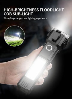 GROIC Waterproof Tactical Flashlight, Car Safety Hammer Window Breaker Seat Belt Cutter with Cob Side Light, Power Bank, USB Charging, Magnetic, Strobe Modes All in One Flashlight  - Image 5