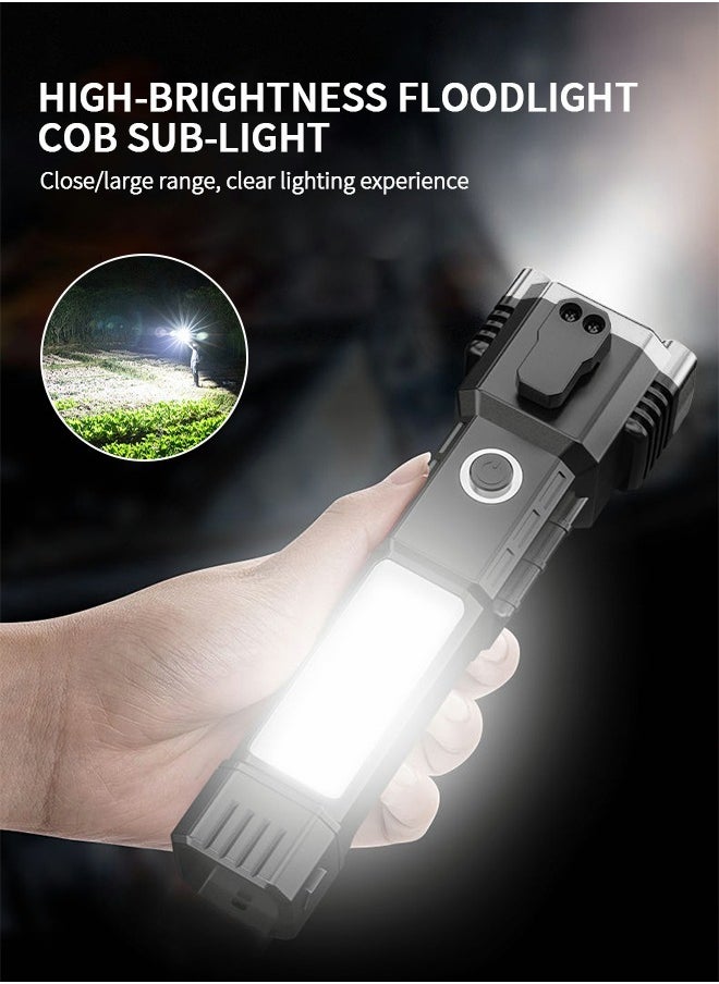 GROIC Waterproof Tactical Flashlight, Car Safety Hammer Window Breaker Seat Belt Cutter with Cob Side Light, Power Bank, USB Charging, Magnetic, Strobe Modes All in One Flashlight  - Image 5