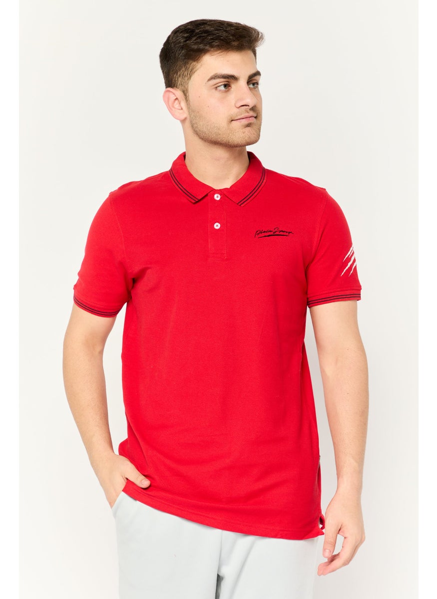 Plein Sport - Men Sportswear Fit Short Sleeves Outdoor Polo, Red - Image 1