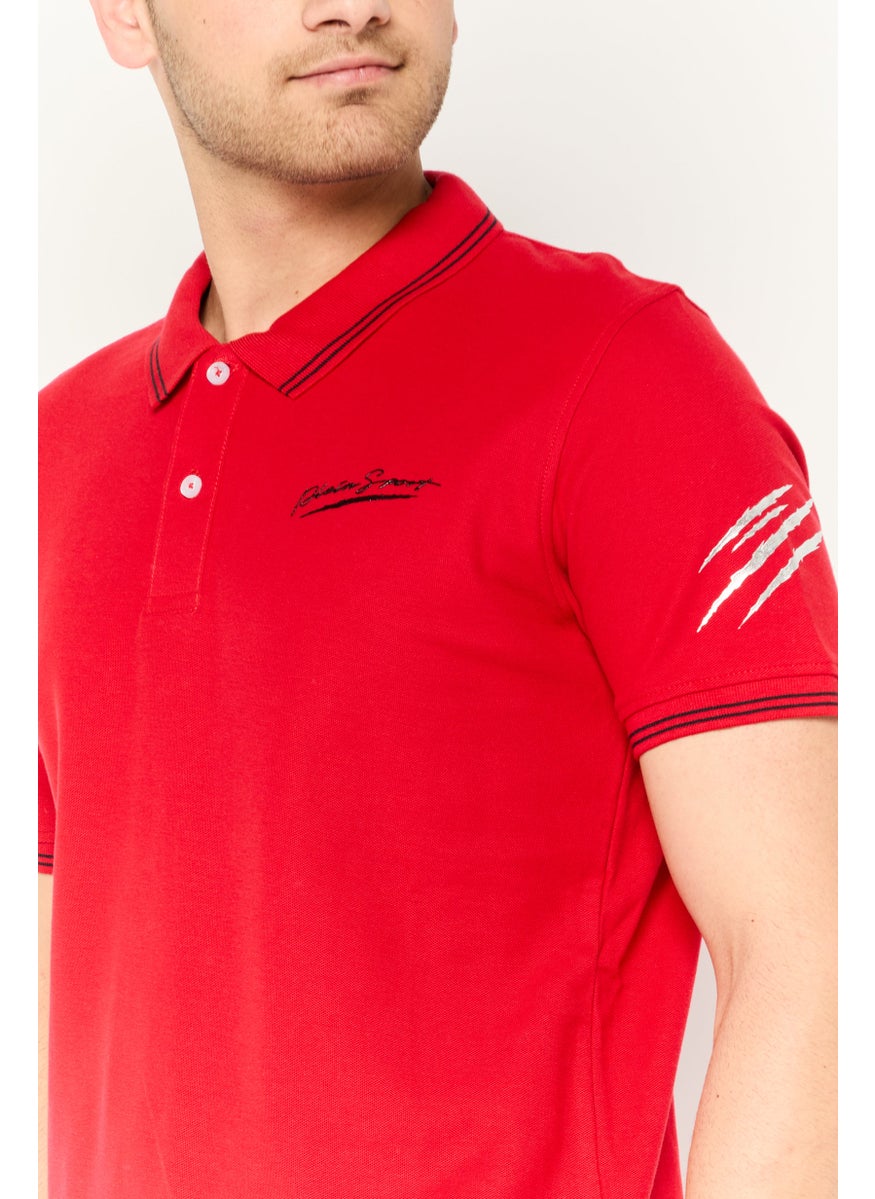 Plein Sport - Men Sportswear Fit Short Sleeves Outdoor Polo, Red - Image 1