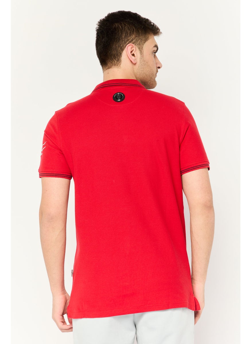 Plein Sport - Men Sportswear Fit Short Sleeves Outdoor Polo, Red - Image 1