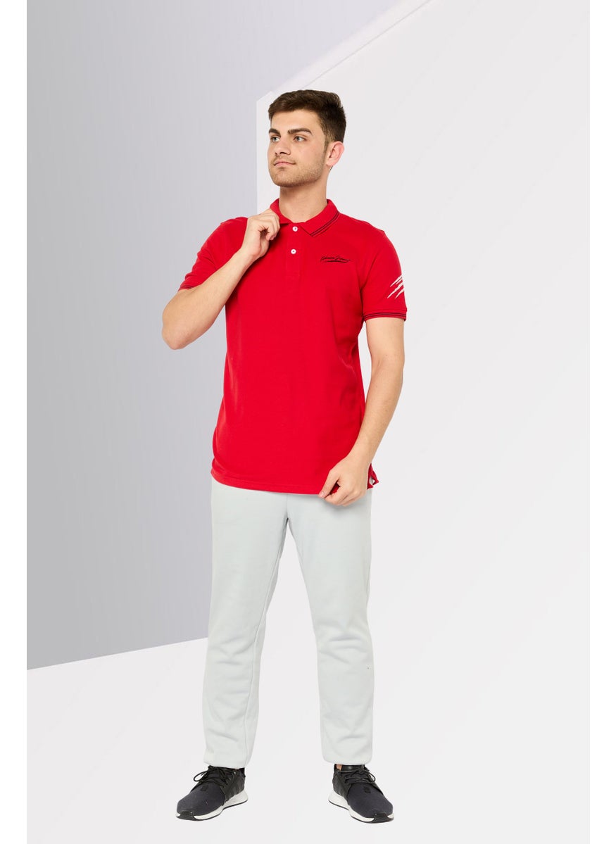 Plein Sport - Men Sportswear Fit Short Sleeves Outdoor Polo, Red - Image 1