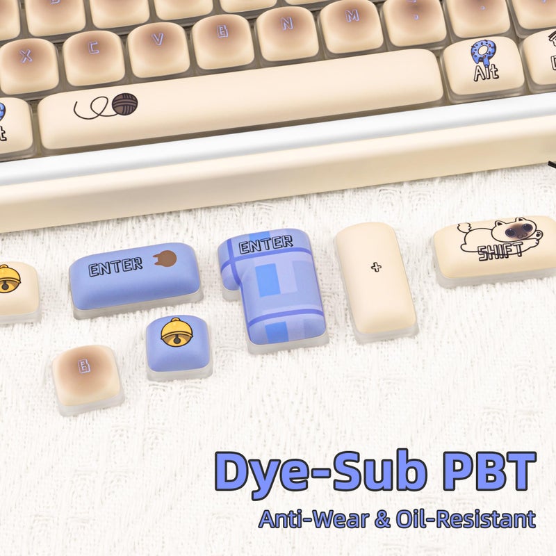 COOMICKEY Siamese Cat Keycaps Set, Dye-Sublimation PBT, Mao Profile, 125 Keys Meow Meow Custom Cute Keycaps for ANSI/ISO Layout, MX Switches Mechanical Gaming Keyboard - Image 4