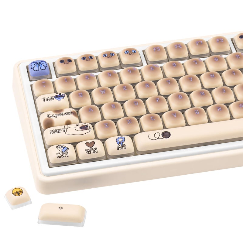 COOMICKEY Siamese Cat Keycaps Set, Dye-Sublimation PBT, Mao Profile, 125 Keys Meow Meow Custom Cute Keycaps for ANSI/ISO Layout, MX Switches Mechanical Gaming Keyboard - Image 1