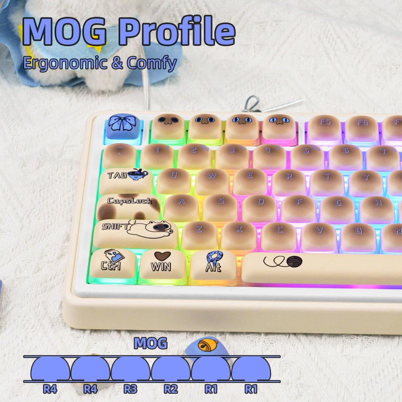 COOMICKEY Siamese Cat Keycaps Set, Dye-Sublimation PBT, Mao Profile, 125 Keys Meow Meow Custom Cute Keycaps for ANSI/ISO Layout, MX Switches Mechanical Gaming Keyboard - Image 3