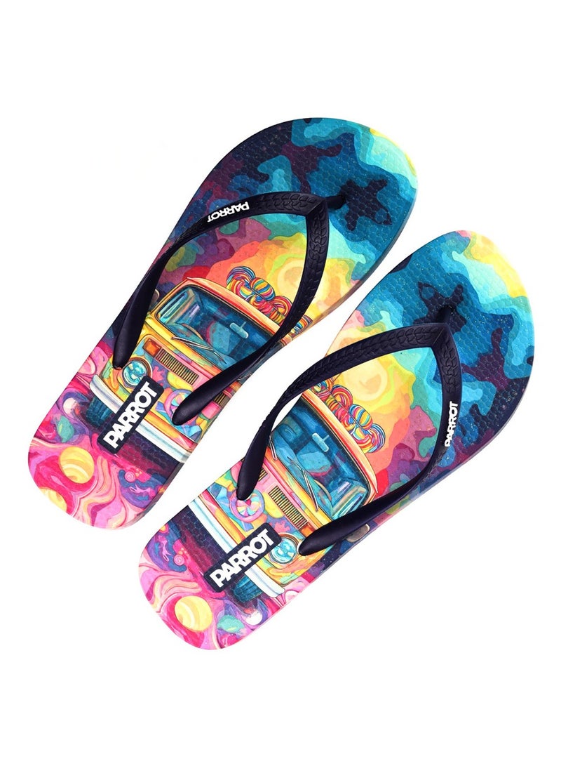 Parrot Retro Blue Women's Beach & Home Flip-Flop Slipper - Image 1
