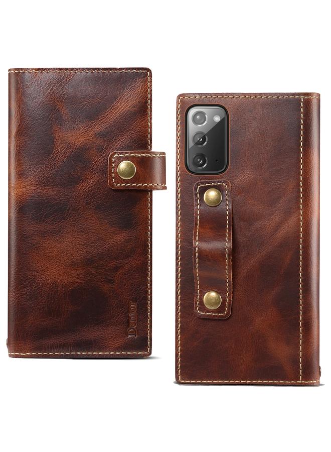 Denior Case For Samsung Galaxy Note20 Ultra Oil Wax Cowhide DK Magnetic Button Leather Phone Case - Image 2