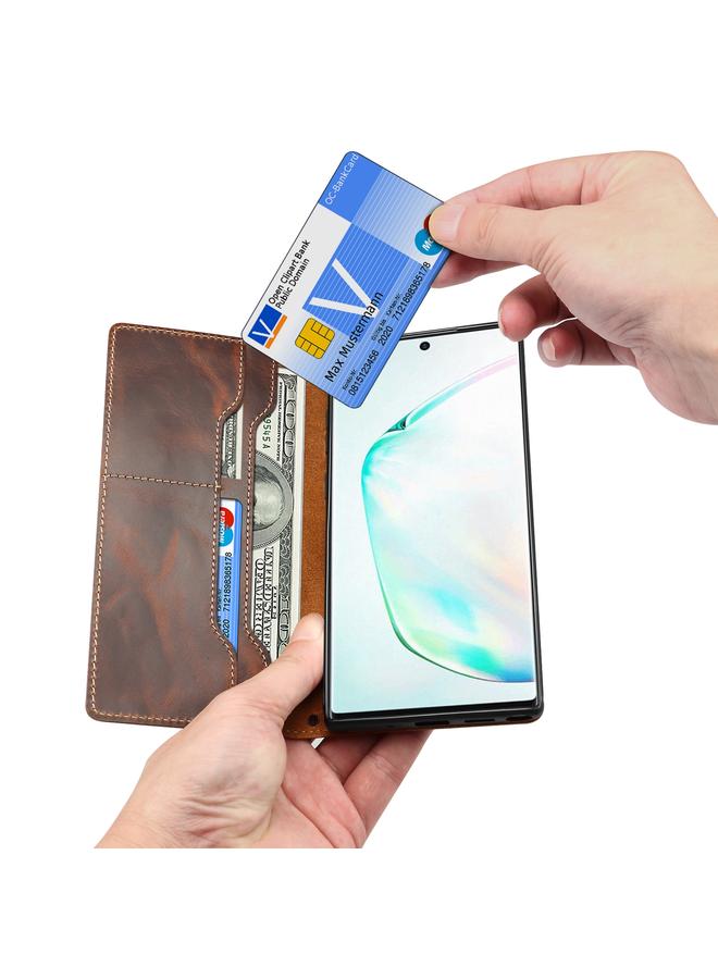 Denior Case For Samsung Galaxy Note20 Ultra Oil Wax Cowhide DK Magnetic Button Leather Phone Case - Image 5