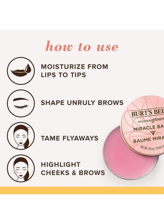 Burt's Bees 100% Natural Origin Goodness Glows Miracle Balm Hydrates And Softens Dry Skin From Head To Toe 06 Ounce Tin - Image 5