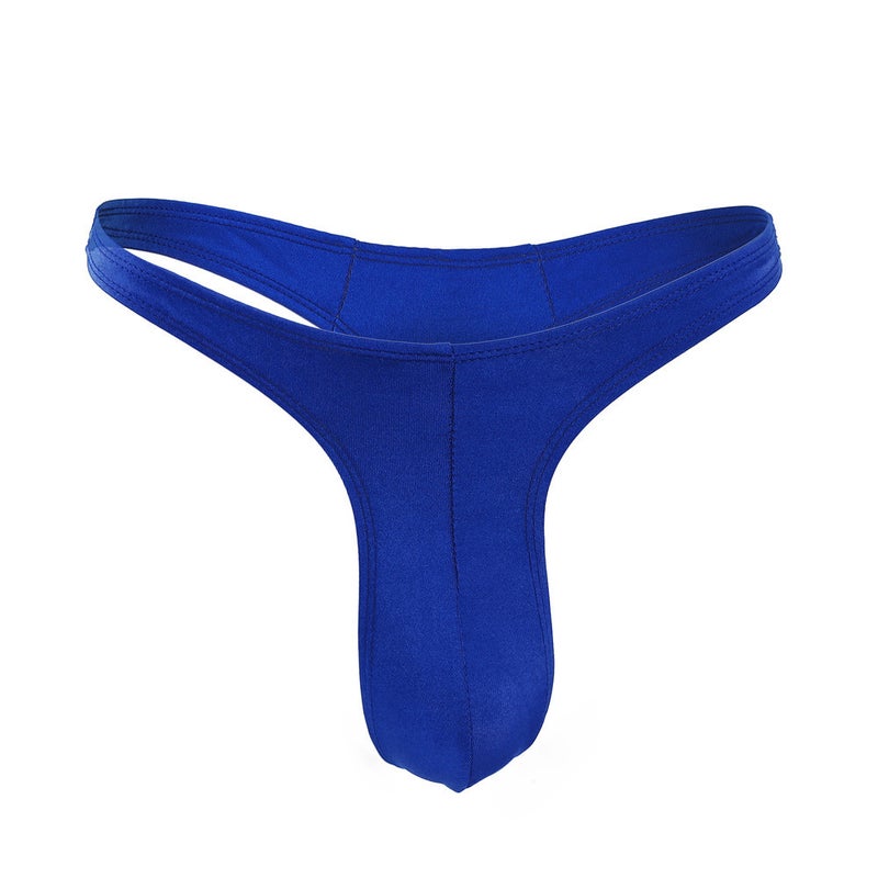 European and American Cross-border Mens Sexy Thongs Seamless Low Waist Sexy Adult Young Gay Mens Narrow Hip T-pants Blue 