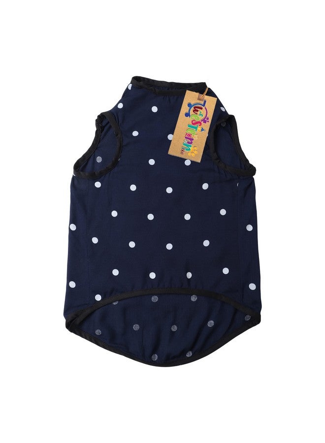 ويستيرن إرا تي شيرت كلاب من القطن الناعم الرائع، ملابس كلاب مريحة، سترة بدون أكمام، ملابس جرو (أزرق بولكا) (صغير جدًا - 10 بوصات) - Image 4