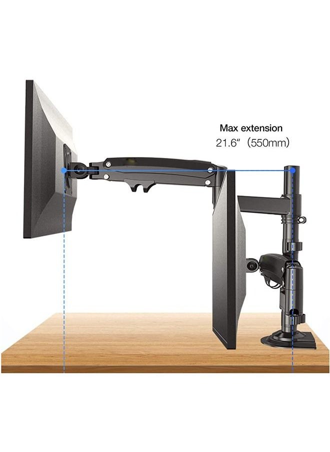 Arabest - Dual Monitor Desk Mount Stand Full Motion Swivel Computer Monitor Arm Fits 2 Screens up to 32'' with Load Capacity 4.4~26.4lbs for Each Monitor - Image 1