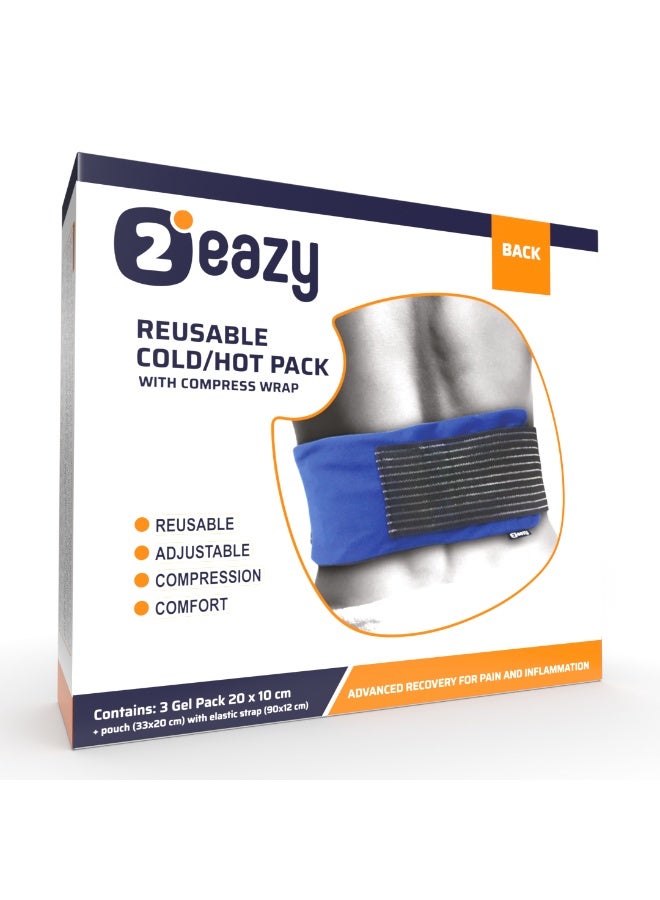 إيزي كمادة جيل "تو ايزي" متعددة الاستخدام ساخن وبارد مع جراب ورباط مرن للتحكم في المقاس (مقاس كبير)- ظهر - Image 2
