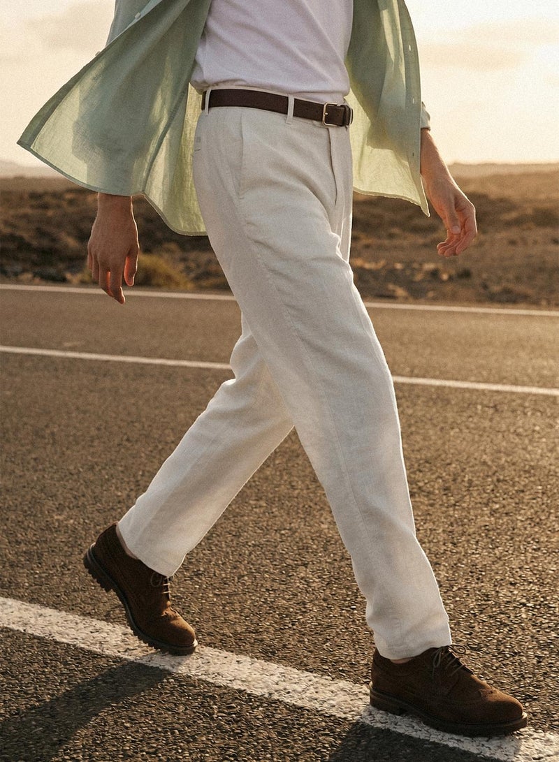 Dennis Lingo White Cotton Solid Full Chinos Straight Trouser For Men - Image 3