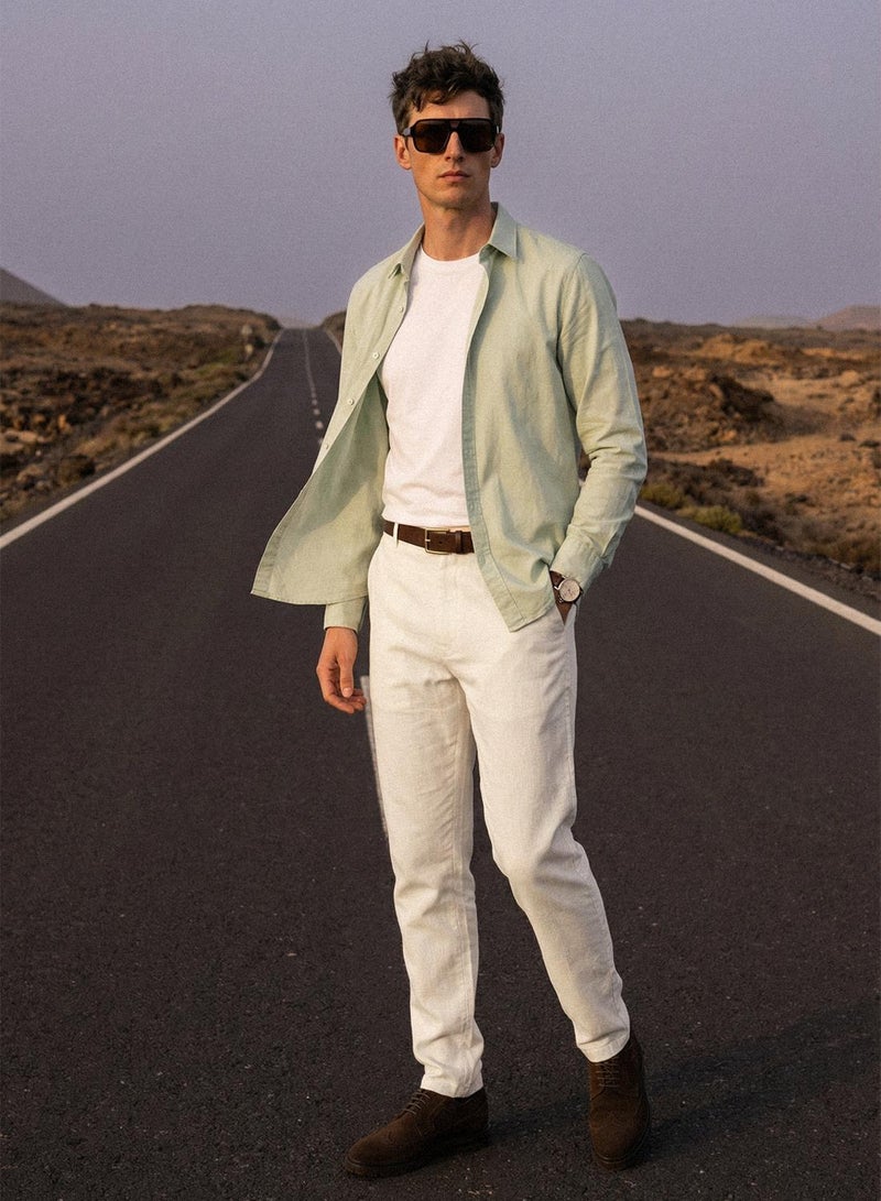 Dennis Lingo White Cotton Solid Full Chinos Straight Trouser For Men - Image 4