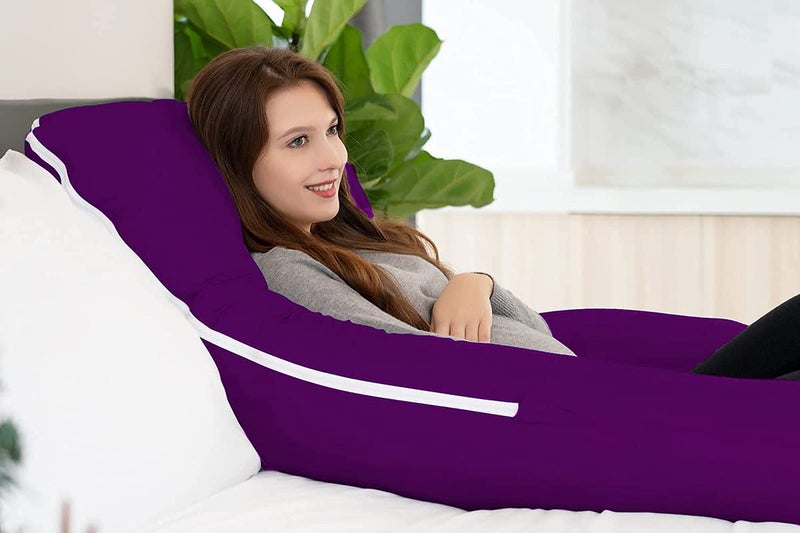 Daddy Cool Soft Body JShaped Pregnancy Pillow for Sleeping Maternity Baby Nursing Back Abdomen HIPS Spine Neck Stomach Head Support Cushion Cotton Outer Cover with Zip Purple - Image 5