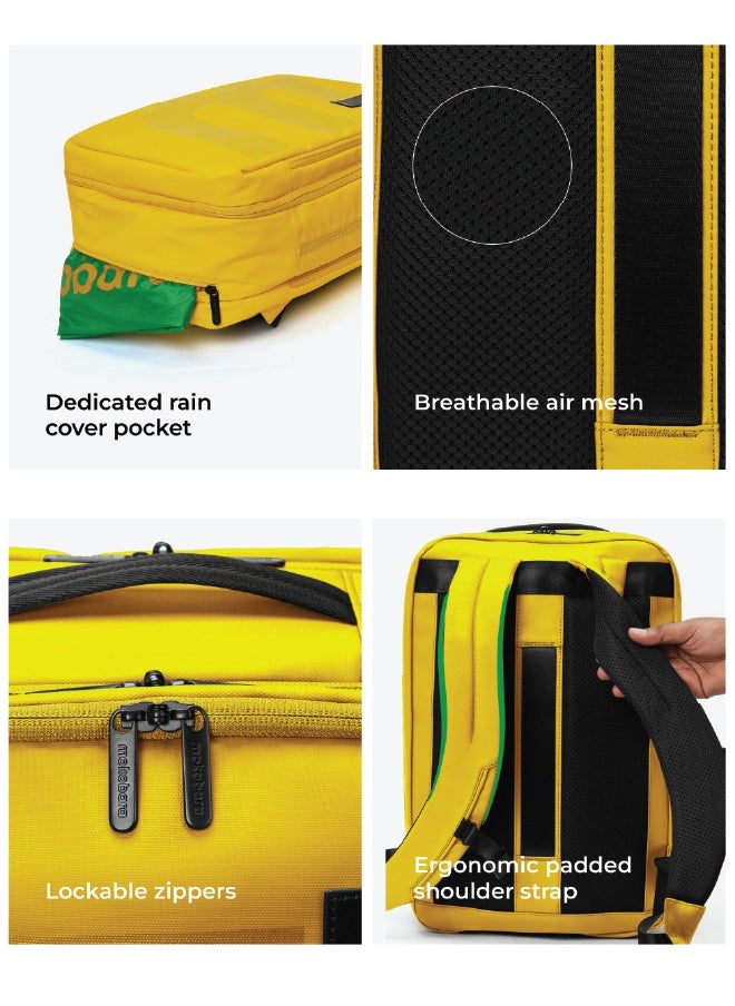 MOKOBARA The Em Telescope Expandable Backpack - Green, Water-Resistant 15.6" Laptop Bag with Luggage Sleeve for Work, Travel, and Daily Use (Enough Yellow)