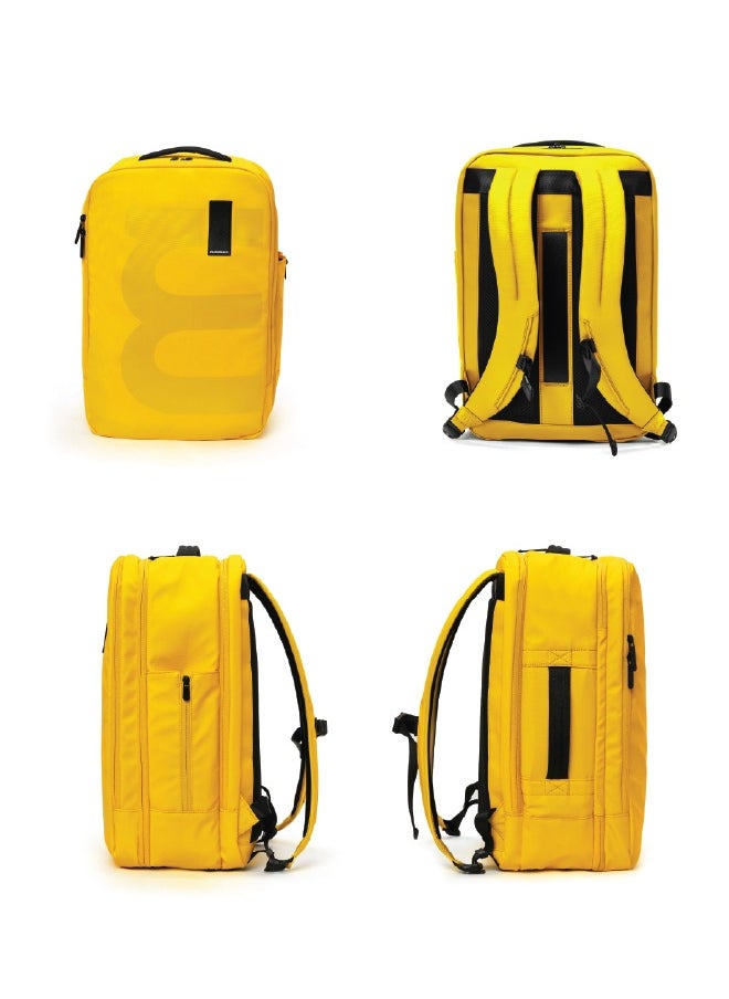 MOKOBARA The Em Telescope Expandable Backpack - Green, Water-Resistant 15.6" Laptop Bag with Luggage Sleeve for Work, Travel, and Daily Use (Enough Yellow)