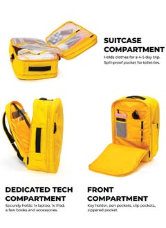 Mokobara MOKOBARA The Em Telescope Expandable Backpack - Green, Water-Resistant 15.6" Laptop Bag with Luggage Sleeve for Work, Travel, and Daily Use (Enough Yellow)  - Image 4