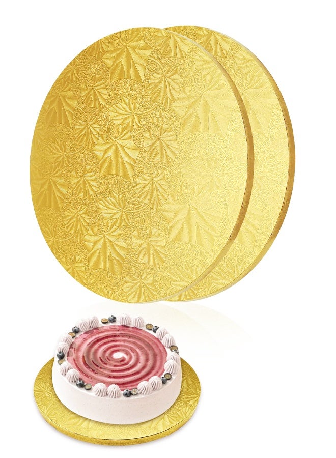 2 PCS Cake Drums, 10 Inch Round Cake Boards, Gold, Professional Quality Cake Cardboards, Card Base, Cake Mat, Gold - Image 1