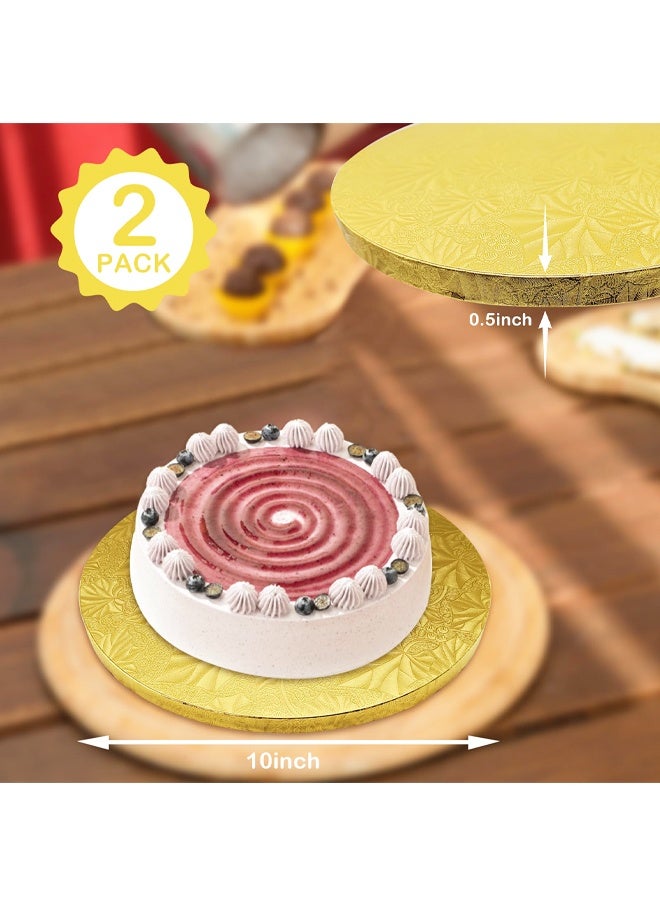 2 PCS Cake Drums, 10 Inch Round Cake Boards, Gold, Professional Quality Cake Cardboards, Card Base, Cake Mat, Gold - Image 3