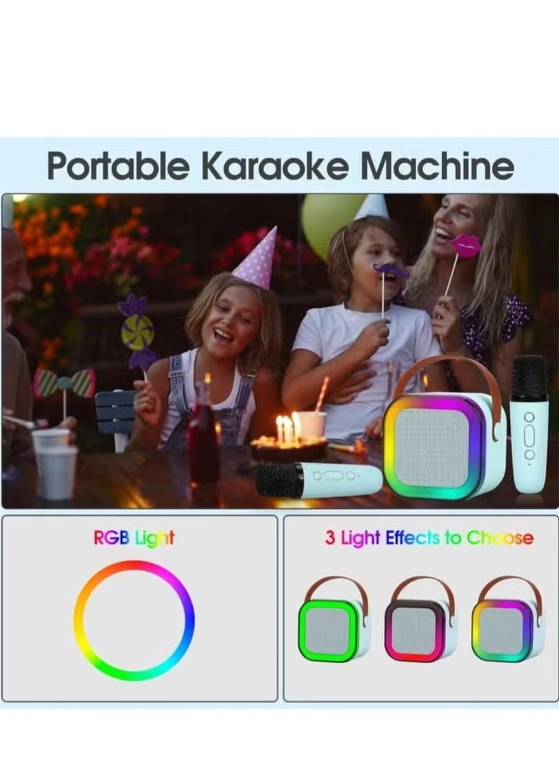 Karaoke Machine for Kids, Mini Portable Bluetooth Karaoke Speaker with 2 Wireless Mics and led Colorful Lights for Kids Adults, Gifts Toys for Girls Boys Family Home Party blue color - Image 5