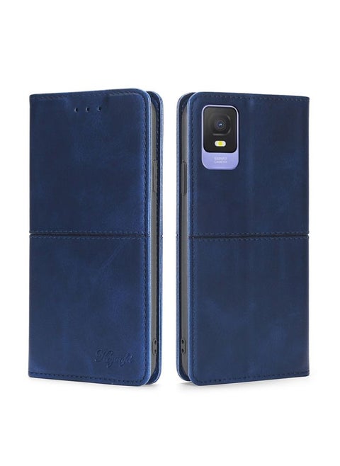 Case Cover For TCL 403 Cow Texture Magnetic Horizontal Flip Leather Phone Case Blue