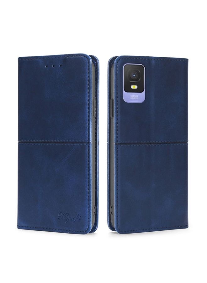 Generic - Case Cover For TCL 403 Cow Texture Magnetic Horizontal Flip Leather Phone Case Blue - Image 1