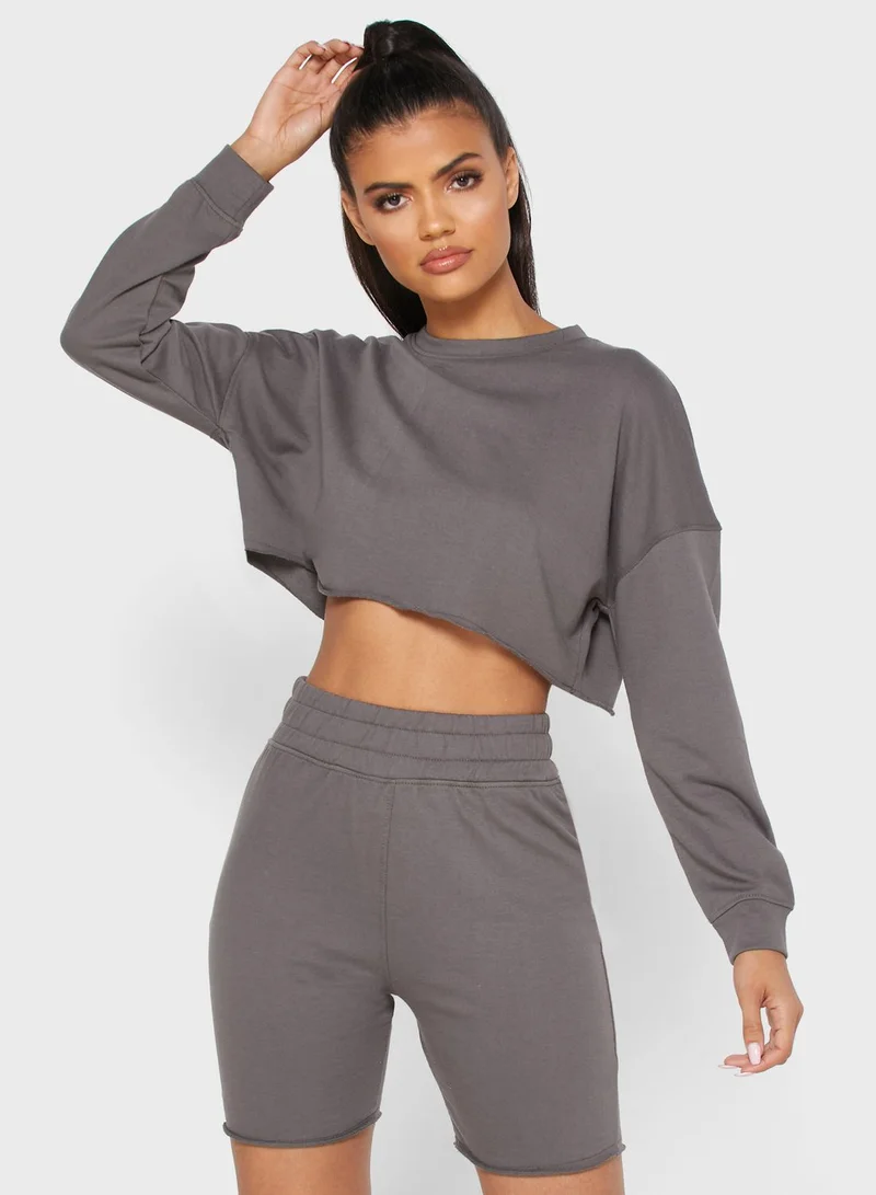Missguided Cycling Shorts & Sweater Set Co Ord